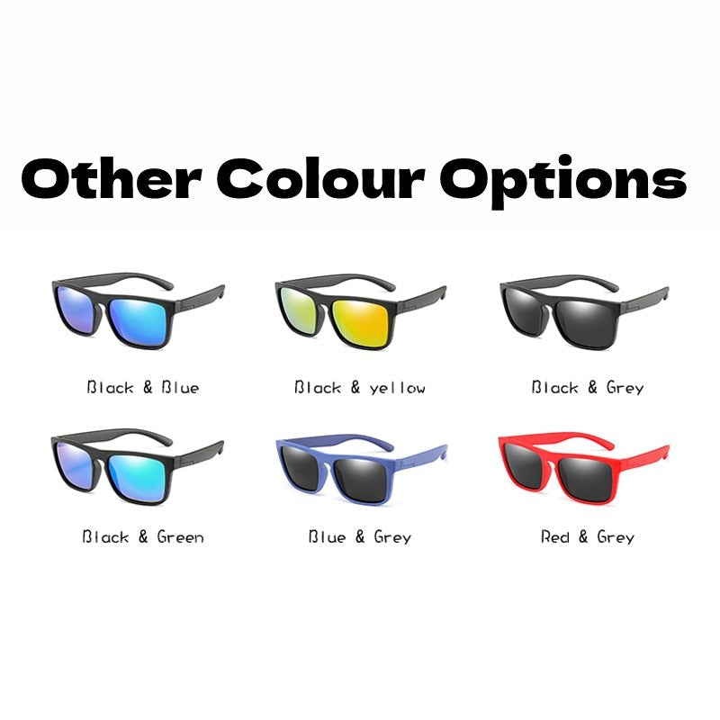Vibrant Vibes: Kids' Polarized Sunglasses in Black & Yellow with Bendable and Flexible Design