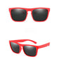 Vibrant Vibes: Kids' Polarized Sunglasses with Square Red Frames and Grey Lenses, Featuring a Bendable and Flexible Design