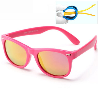 Radiant in Pink: Kids' Polarized Sunglasses with Pink Mirrored Lenses, Featuring a Bendable and Flexible Design