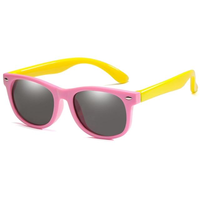 Pink & Yellow Bendable Flexible Kids Polarized Sunglasses - Jelly Specs warblade-new-kids-polarized-sunglasses-tr90-boys-girls-sun-glasses-silicone-safety-glasses-gift-for-children-baby-uv400